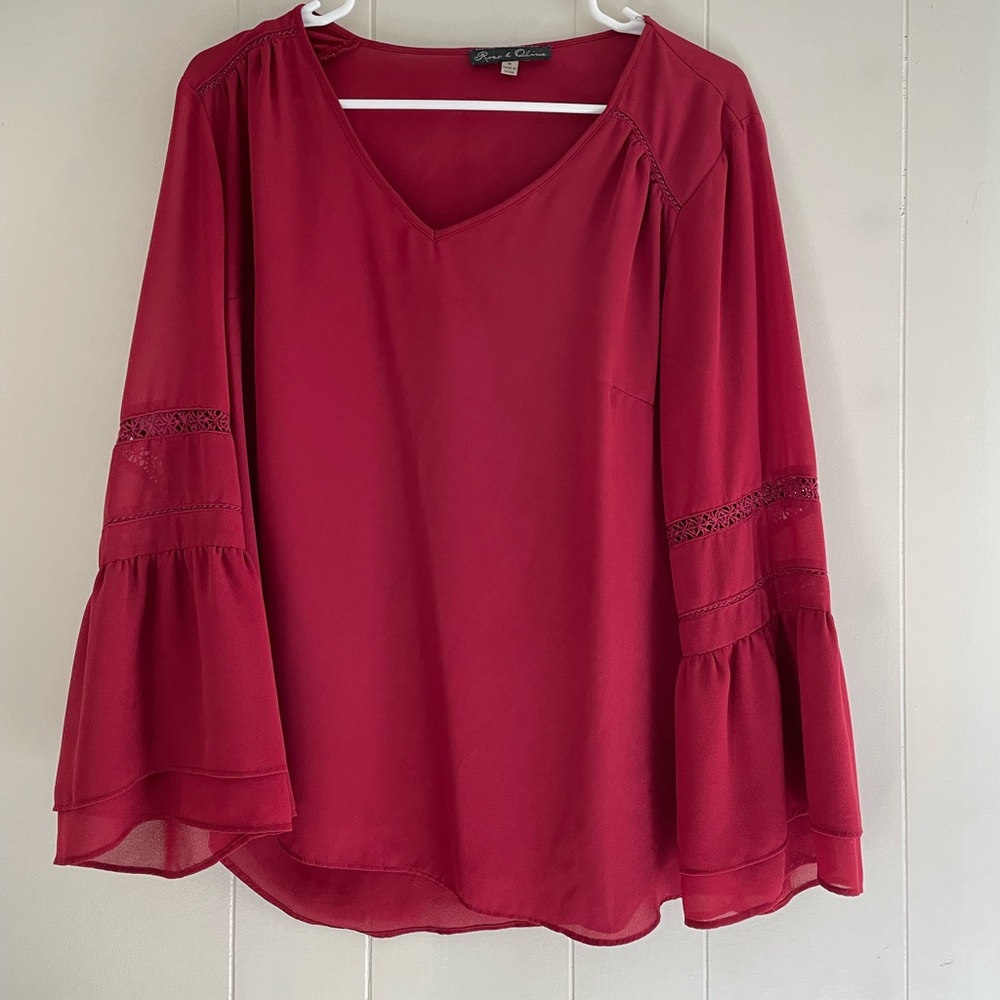 Rose & Olive | Red Blouse | MEDIUM | lightly worn